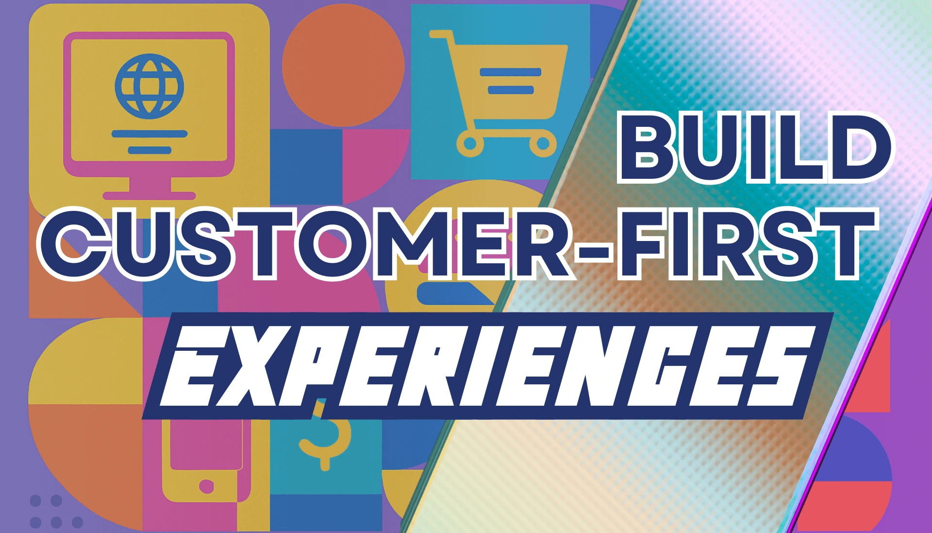 Abstract background with the text "Build Customer-First Experiences" representing a restaurant online ordering website that enhances direct customer engagement and improves digital ordering efficiency.