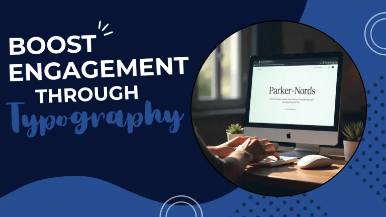 Custom graphic with the words “Boost Engagement Through Typography” on a modern designed background, illustrating the importance of typography in web design.