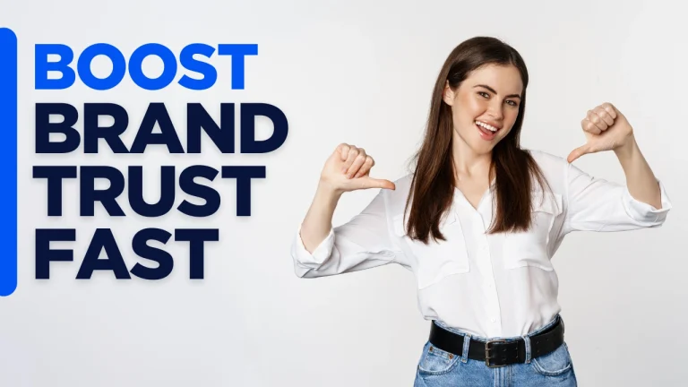 Boost Brand Trust Fast graphic illustrating social media for public relations with a custom-designed background emphasizing credibility and audience engagement