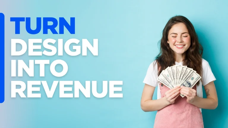 A/B testing in web design concept showing “Turn Design Into Revenue” message, illustrating how data-driven design experiments optimize layouts, CTAs, and user experience to increase conversions and measurable website performance.