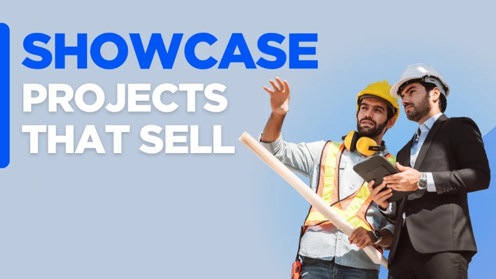 Custom graphic promoting a contractor project gallery that highlights construction projects, builds trust, and helps contractors win more qualified clients.