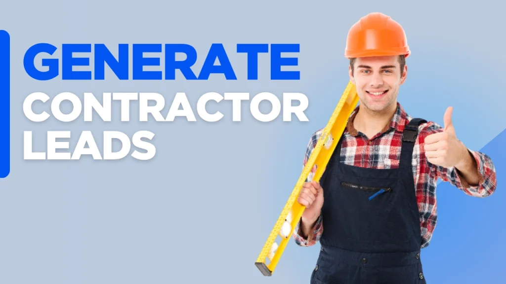 Contractor website design tips graphic with the text ‘Generate Contractor Leads’ on a custom background representing website strategy, lead generation, SEO structure, and contractor marketing growth.