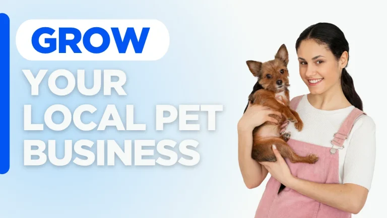 Pet business event marketing with a custom designed background featuring the text “Grow Your Local Pet Business” for connecting with local pet owners at community events.
